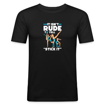 It's not rude to yell - Men's Slim Fit T-Shirt - black - Front - Nik (191cm)