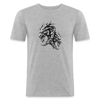 Vikings Viking Dragon Dragon Dragon Head - Men's Slim Fit T-Shirt - heather grey - Front - Nik (191cm)