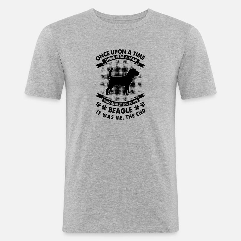 Es War Einmal - Beagle - Männer Slim Fit T-Shirt - Grau meliert