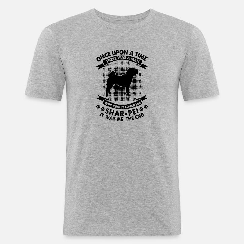 Es War Einmal - Chinesischer Shar-Pei - Männer Slim Fit T-Shirt - Grau meliert