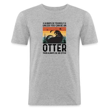SEI EIN OTTER Otter Merch Süßer Otter Kinder - Männer Slim Fit T-Shirt - Grau meliert - Vorne - Nik (191cm)