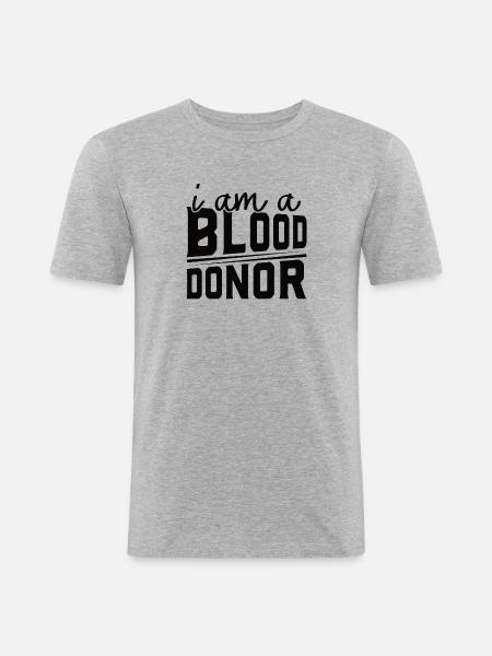 Blutspende Blutspenden Blutspender - Männer Slim Fit T-Shirt - Grau meliert