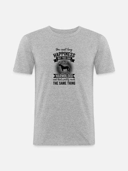 Reiten - Warmblut Pferd - Männer Slim Fit T-Shirt - Grau meliert