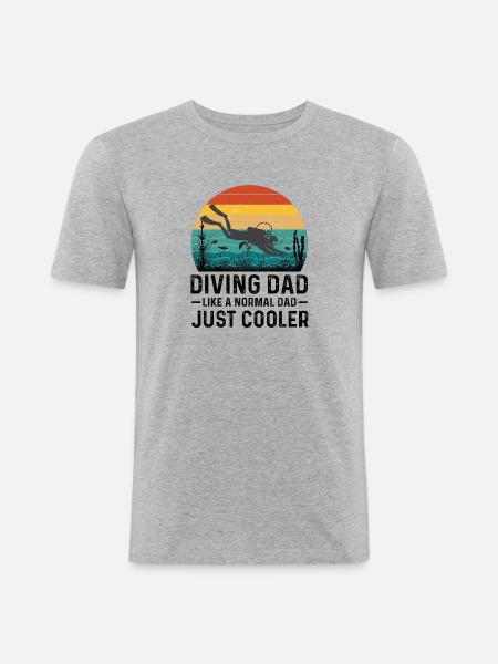 Dykker Papa Far Dykning Fars dag - Herre Slim Fit T-Shirt - grå meleret