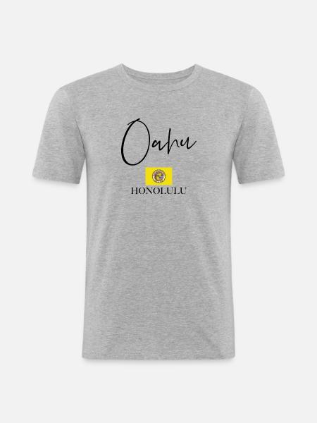 Greece Flag Vacation - Oahu Island - Men's Slim Fit T-Shirt - heather grey