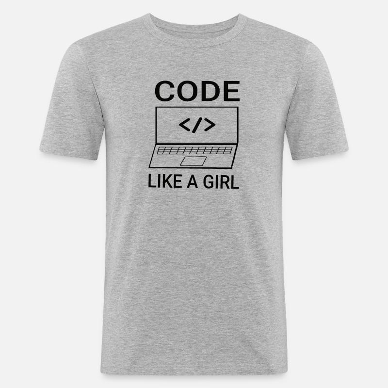 Softwareentwickler Programmierer Frauen Mädchen - Männer Slim Fit T-Shirt - Grau meliert