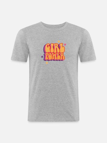 Mädchenpower Frauenpower - Männer Slim Fit T-Shirt - Grau meliert