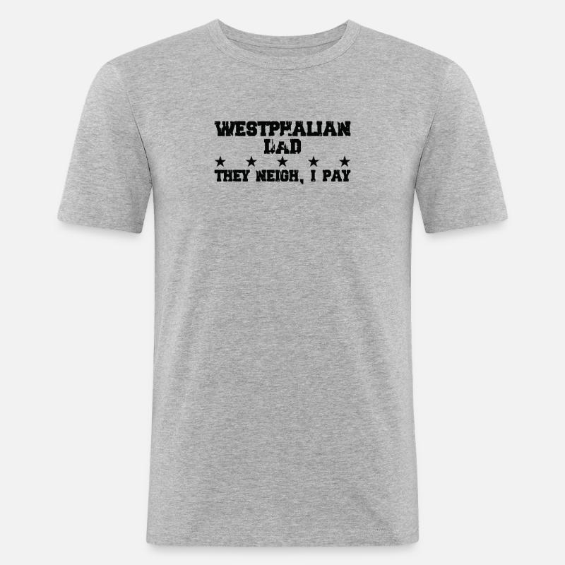 Pferdedad - Westfalianer - Männer Slim Fit T-Shirt - Grau meliert