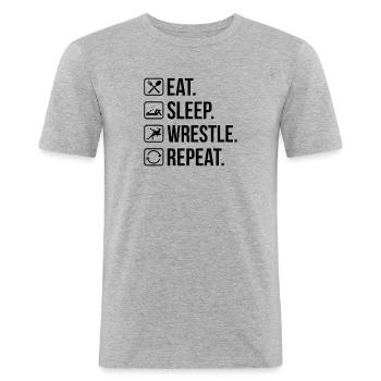 Lutte Lutte Cadeau de lutteur lutteur - T-shirt près du corps Homme - gris chiné - Devant - Nik (191cm)