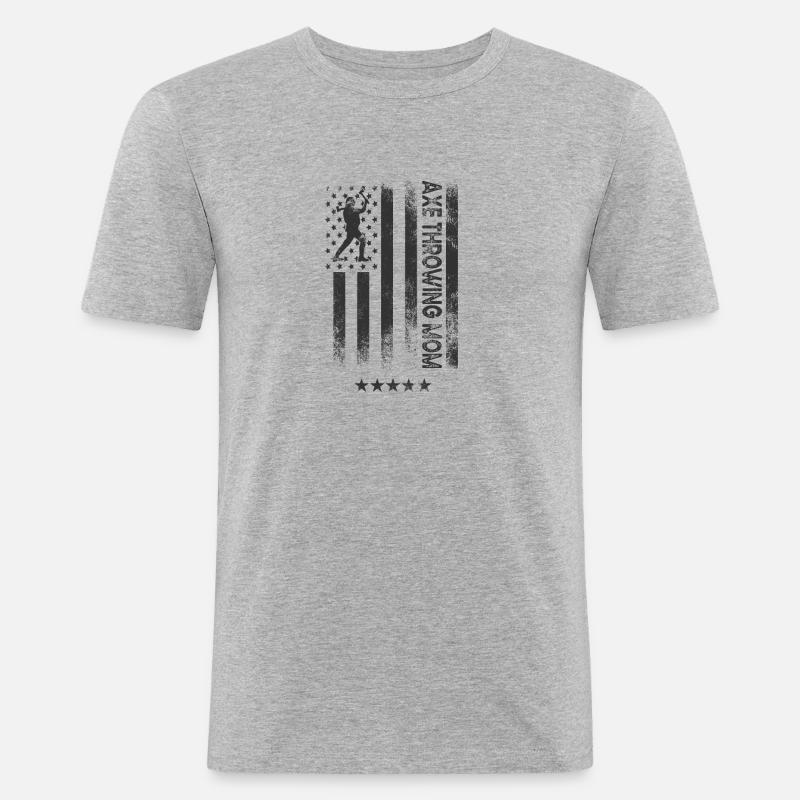 USA Flagge - Axt Werfen Mutter - Männer Slim Fit T-Shirt - Grau meliert