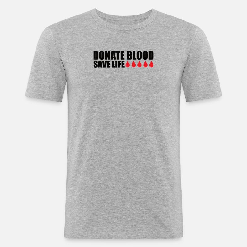Blutspende Blutspenden Blutspender - Männer Slim Fit T-Shirt - Grau meliert