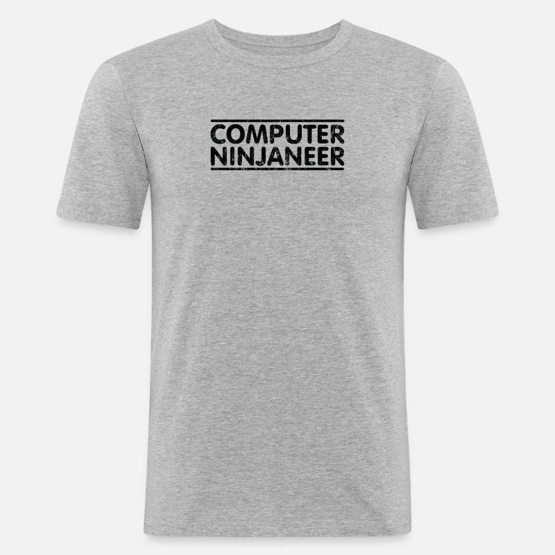 Ninjaneer - Computeringenieur - Männer Slim Fit T-Shirt - Grau meliert