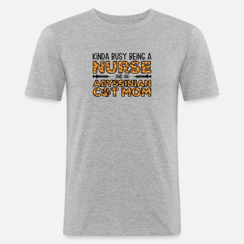 Krankenschwester Mutter - Abessinische Katze - Männer Slim Fit T-Shirt - Grau meliert