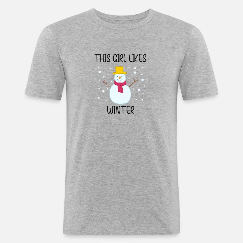 Mädchen mag gemütliche Wintersaison, - Männer Slim Fit T-Shirt - Grau meliert