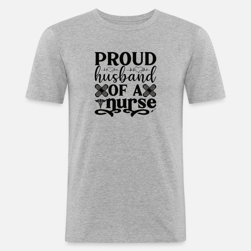 Ehemann einer Krankenschwester - Männer Slim Fit T-Shirt - Grau meliert