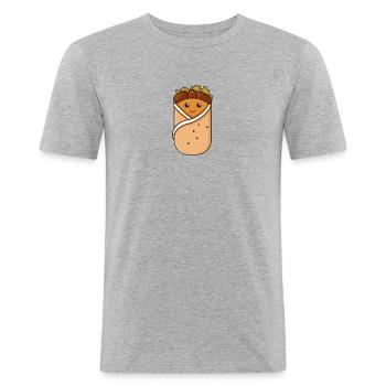 Döner Kebap Wrap Jufka Falaffel Design Kawaii - T-shirt près du corps Homme - gris chiné - Devant - Nik (191cm)