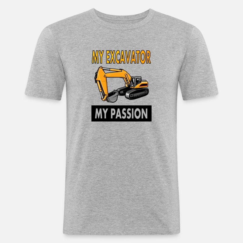 Baggerfahrer Spruch Bagger fahren Geschenkidee - Männer Slim Fit T-Shirt - Grau meliert