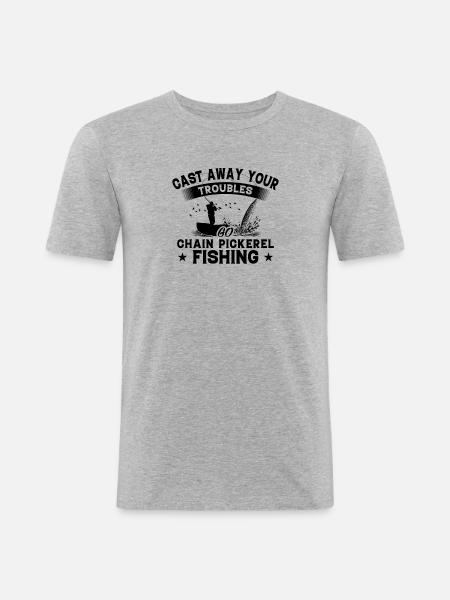 Pushed Away - Fish Chain Pick - Men's Slim Fit T-Shirt - heather grey