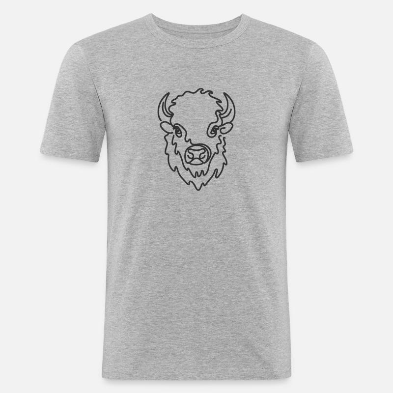 Linie Art Dad Mama - Bison - Männer Slim Fit T-Shirt - Grau meliert