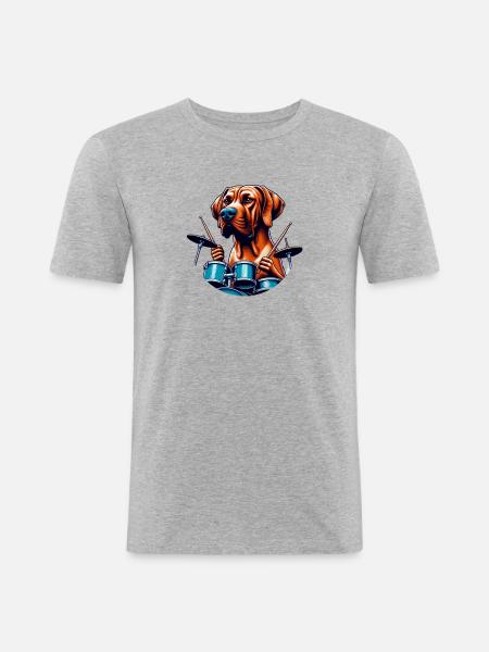 Cool Rodesian Ridgeback Drummer - Men's Slim Fit T-Shirt - heather grey