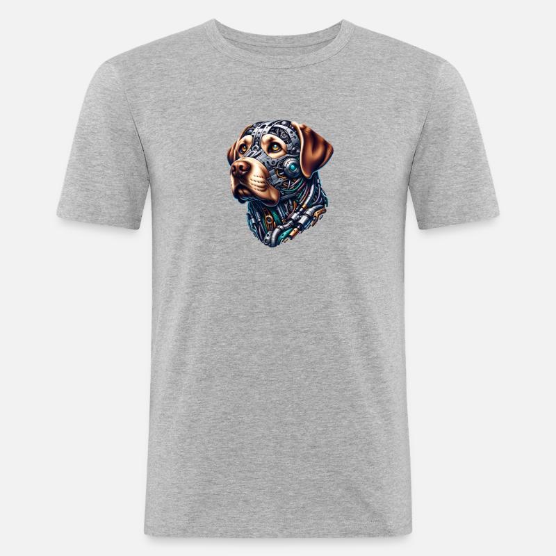 Labrador Retriever Android Design - Männer Slim Fit T-Shirt - Grau meliert