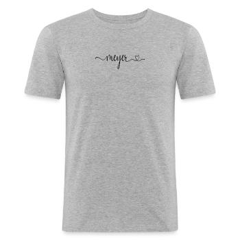 Meyer Nachname Herz Familie Gruppe Geschenk - Männer Slim Fit T-Shirt - Grau meliert - Vorne - Nik (191cm)