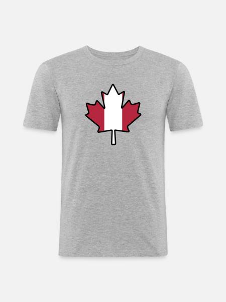 Canada leaf - Männer Slim Fit T-Shirt - Grau meliert