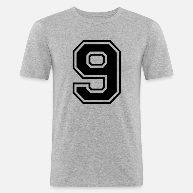 Nummer 9 - Männer Slim Fit T-Shirt - Grau meliert