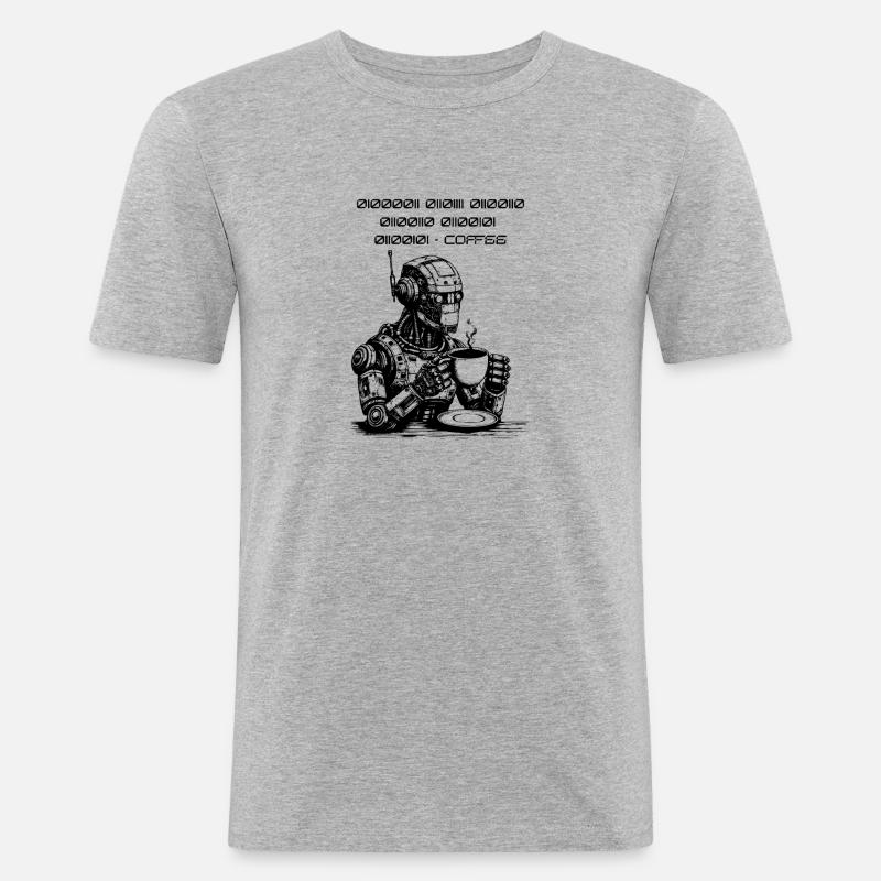 Binary Coffee Code Robot - Men's Slim Fit T-Shirt - heather grey