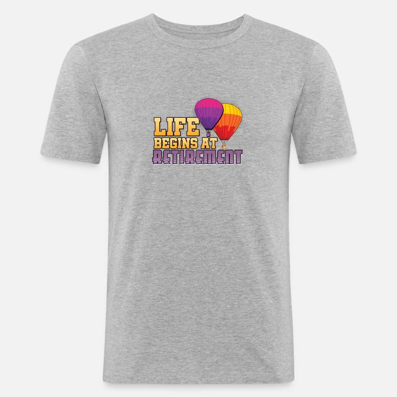 Das Leben beginnt im Ruhestand - Männer Slim Fit T-Shirt - Grau meliert