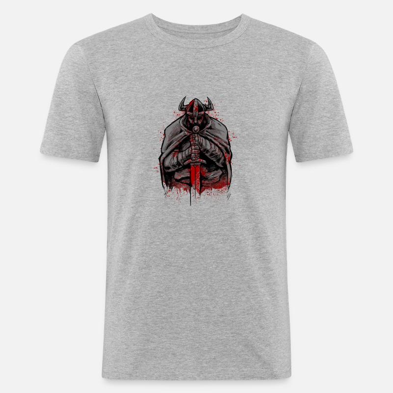 Vikinger Walhalla Odin Wikinger Geschenk - Männer Slim Fit T-Shirt - Grau meliert