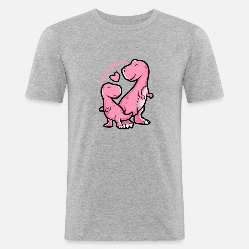 Mamasaurus - Funny Dinosaur Graphic - Maglietta aderente da uomo - grigio melange