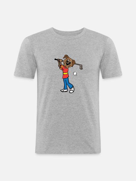 Dog is playing golf - Men's Slim Fit T-Shirt - heather grey