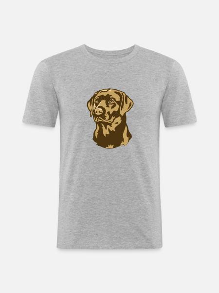 Evolution des Golden Retrievers - T-shirt près du corps Homme - gris chiné