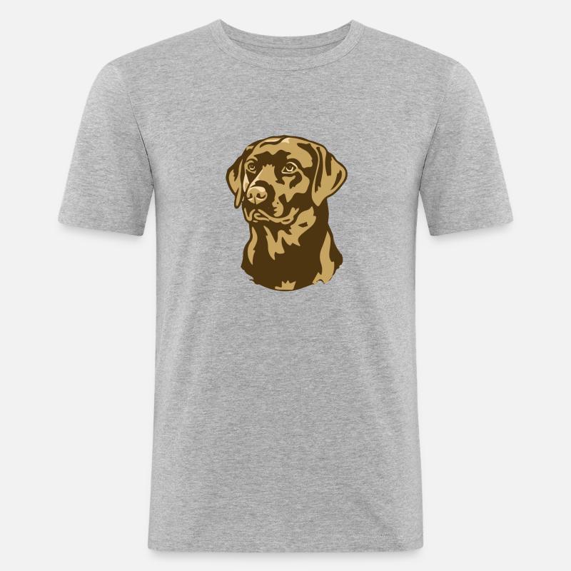 Evolution Of Golden Retrievers - Männer Slim Fit T-Shirt - Grau meliert