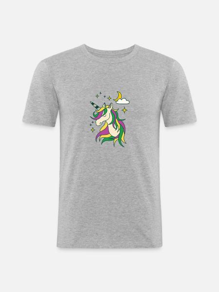Unicorn med måne og stjerner - Herre Slim Fit T-Shirt - grå meleret