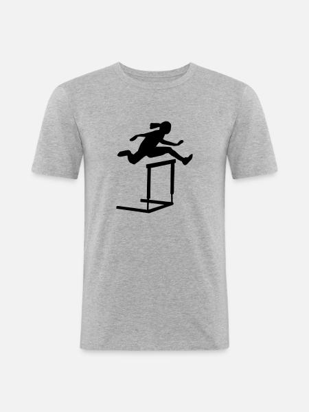 Hürdenlauf - Männer Slim Fit T-Shirt - Grau meliert