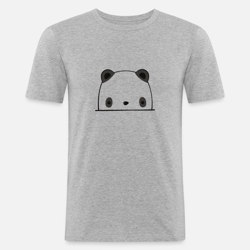 Panda - Männer Slim Fit T-Shirt - Grau meliert