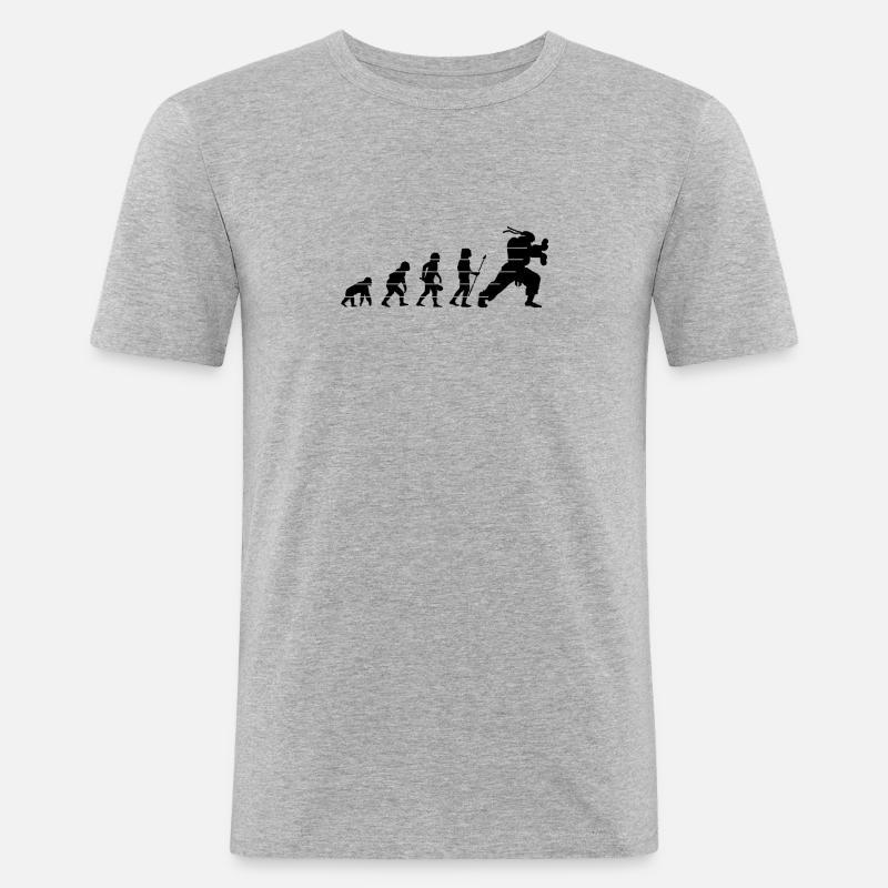 menschliche Evolution oder Hadouk - Männer Slim Fit T-Shirt - Grau meliert