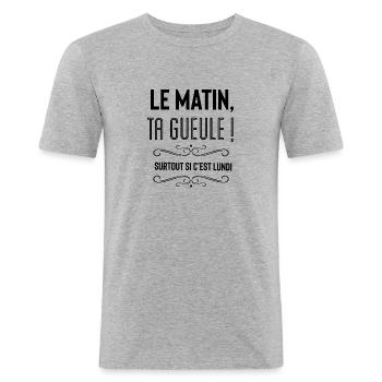 In the morning shut up - Men's Slim Fit T-Shirt - heather grey - Front - Nik (191cm)