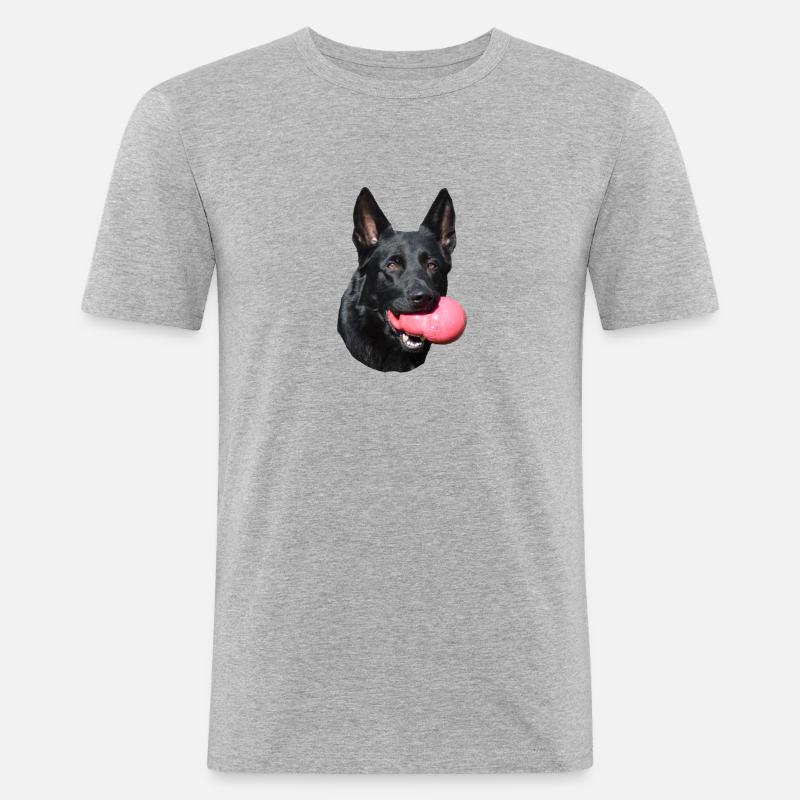 Schäferhund Deutscher Schäferhund schwarzer Hunde - Männer Slim Fit T-Shirt - Grau meliert