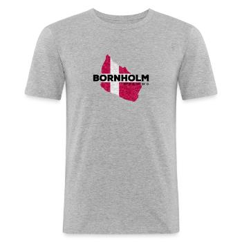 Bornholm Denmark Island Polygon Silhouette Map - Men's Slim Fit T-Shirt - heather grey - Front - Nik (191cm)