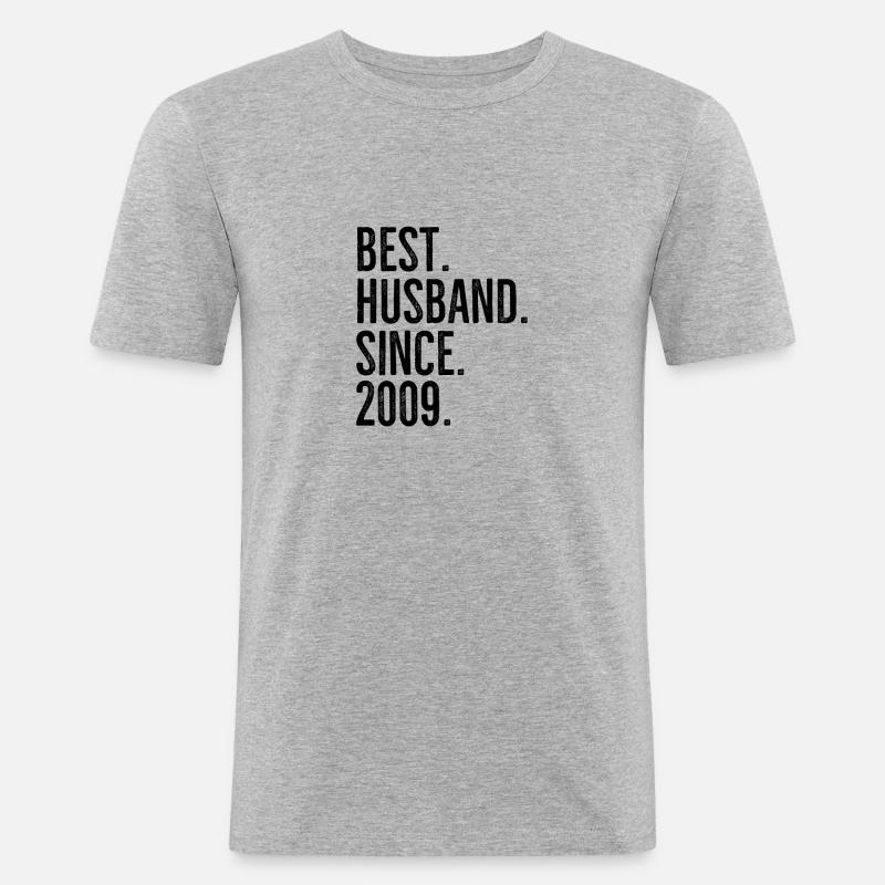 Bester Ehemann seit 2009 - Männer Slim Fit T-Shirt - Grau meliert