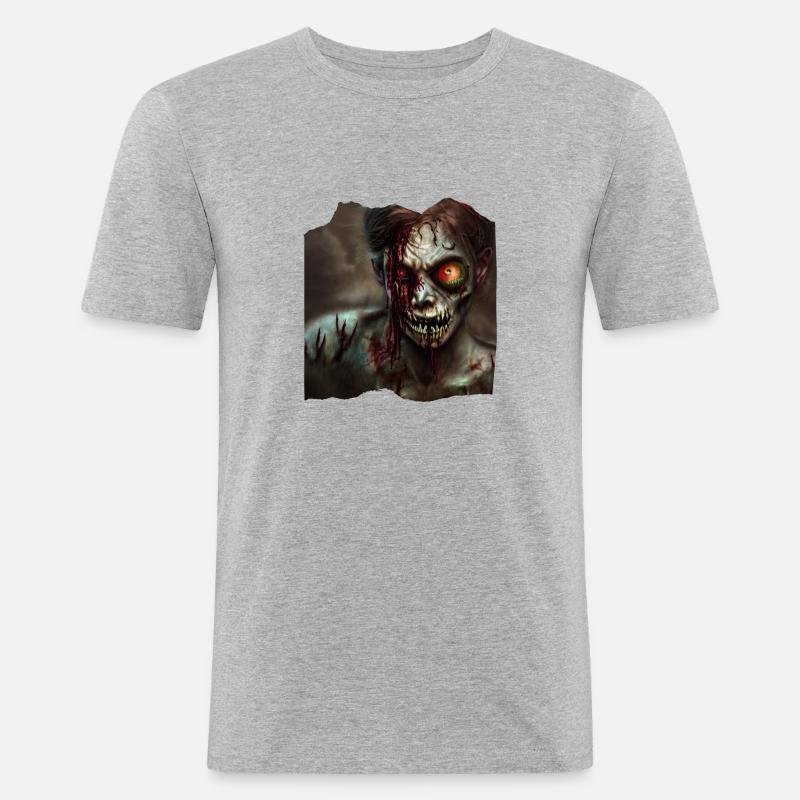 Zombie - Männer Slim Fit T-Shirt - Grau meliert