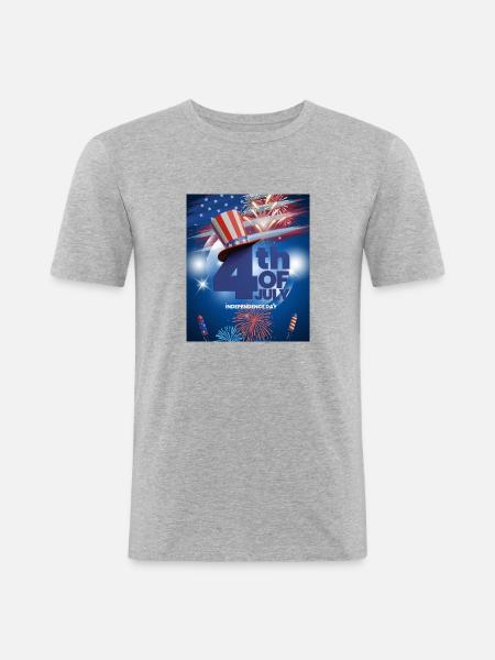 Independence day 4th July - Männer Slim Fit T-Shirt - Grau meliert