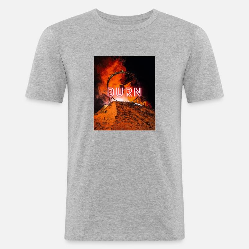 Burning Ring - Männer Slim Fit T-Shirt - Grau meliert