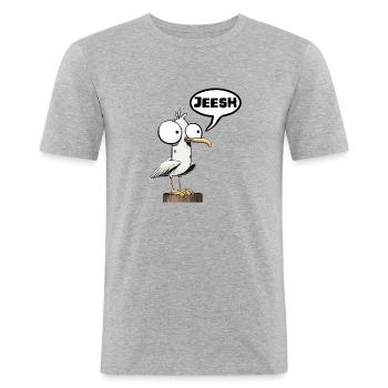 omg wow - Men's Slim Fit T-Shirt - heather grey - Front - Nik (191cm)