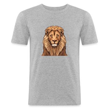 Lion - Men's Slim Fit T-Shirt - heather grey - Front - Nik (191cm)