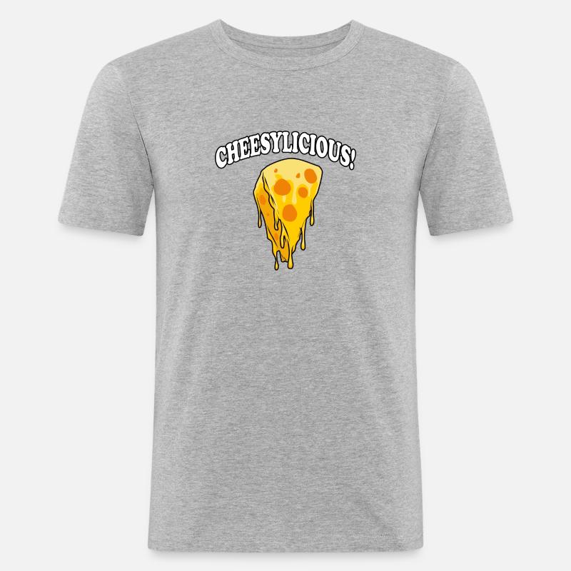 Cheesylicious Cheesemaker Bio-Lebensmittel Käse - Männer Slim Fit T-Shirt - Grau meliert