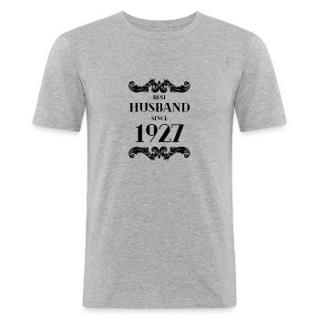 Bester Ehemann seit 1927 Hochzeitstag - Männer Slim Fit T-Shirt - Grau meliert - Vorne - Nik (191cm)